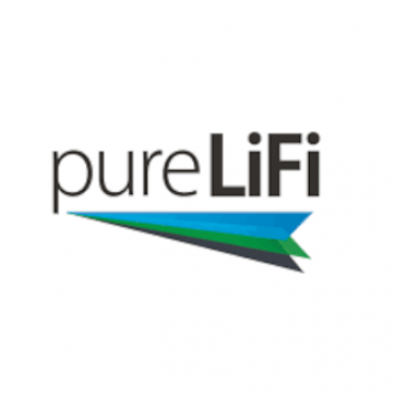 pureLiFi logo text with blue and green arrow style underline